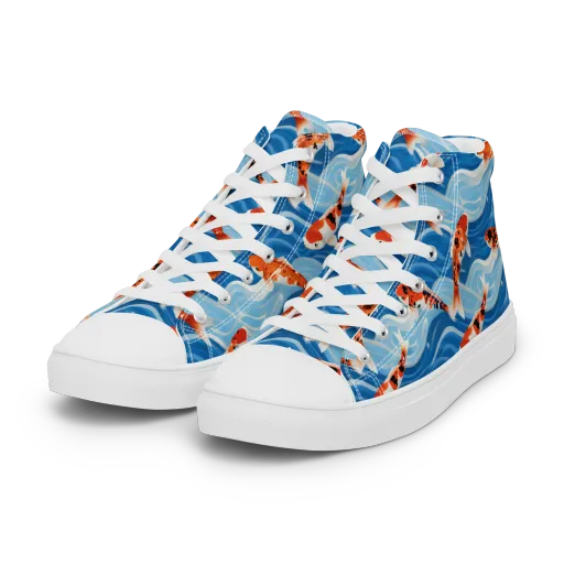Crimson Drift on a Women's High Top Canvas Shoes