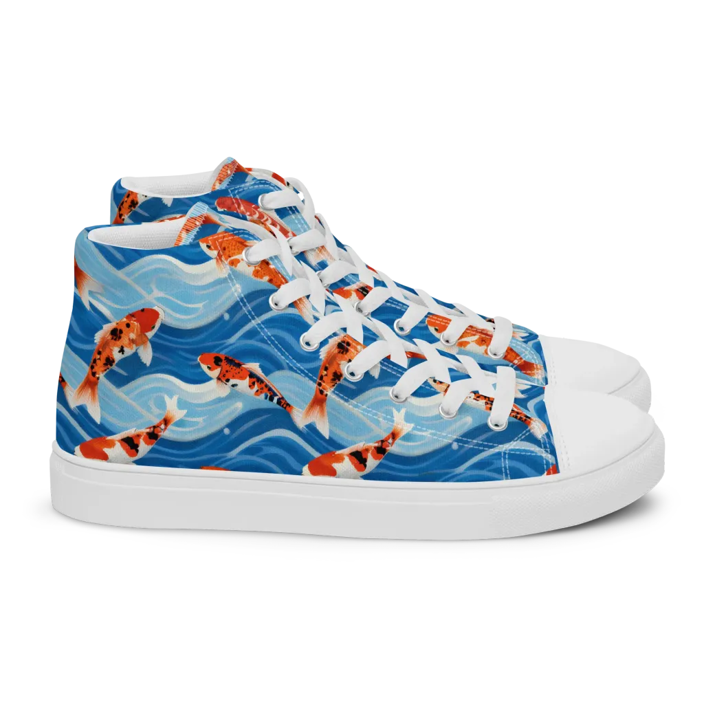 Crimson Drift on Women's High Top Canvas Shoes — Right