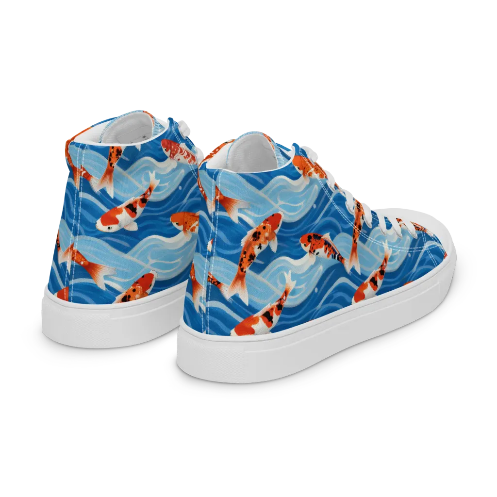 Crimson Drift on Women's High Top Canvas Shoes — Right Back