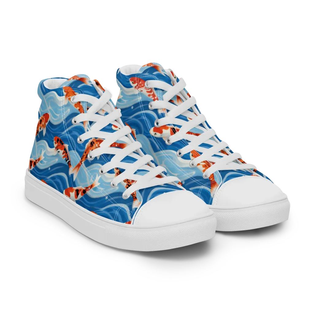 Crimson Drift on Women's High Top Canvas Shoes — Right Front