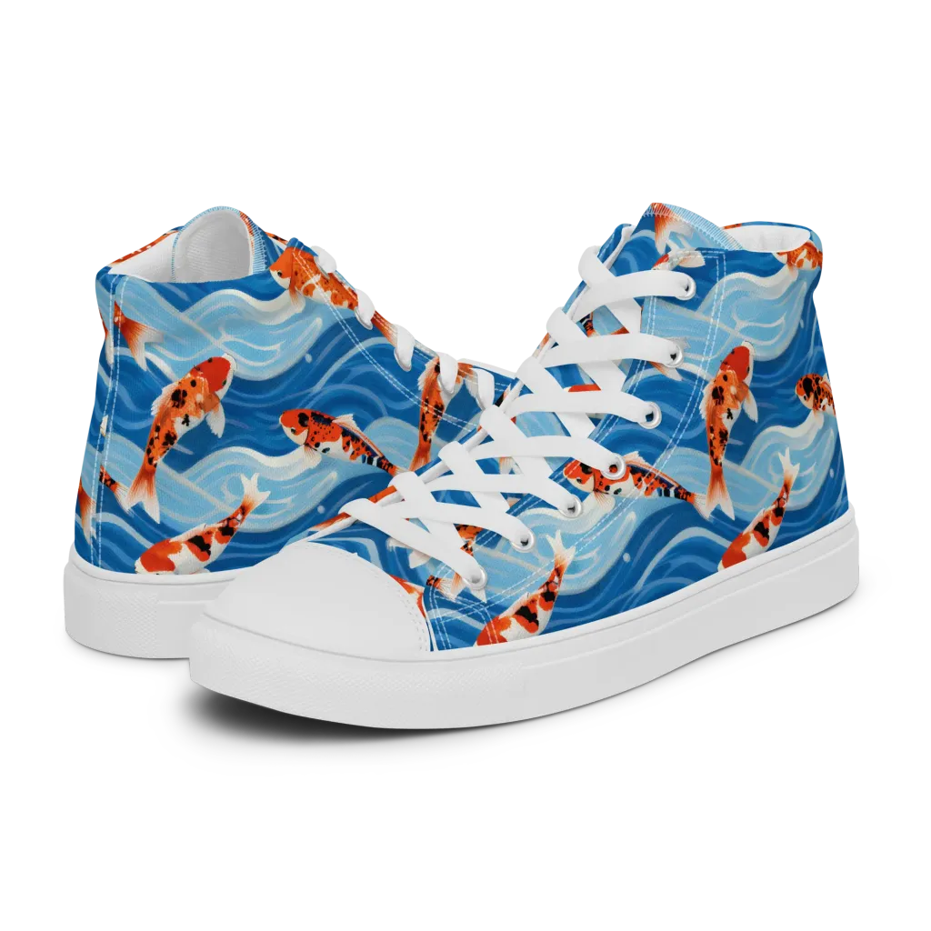 Crimson Drift on Women's High Top Canvas Shoes — Left