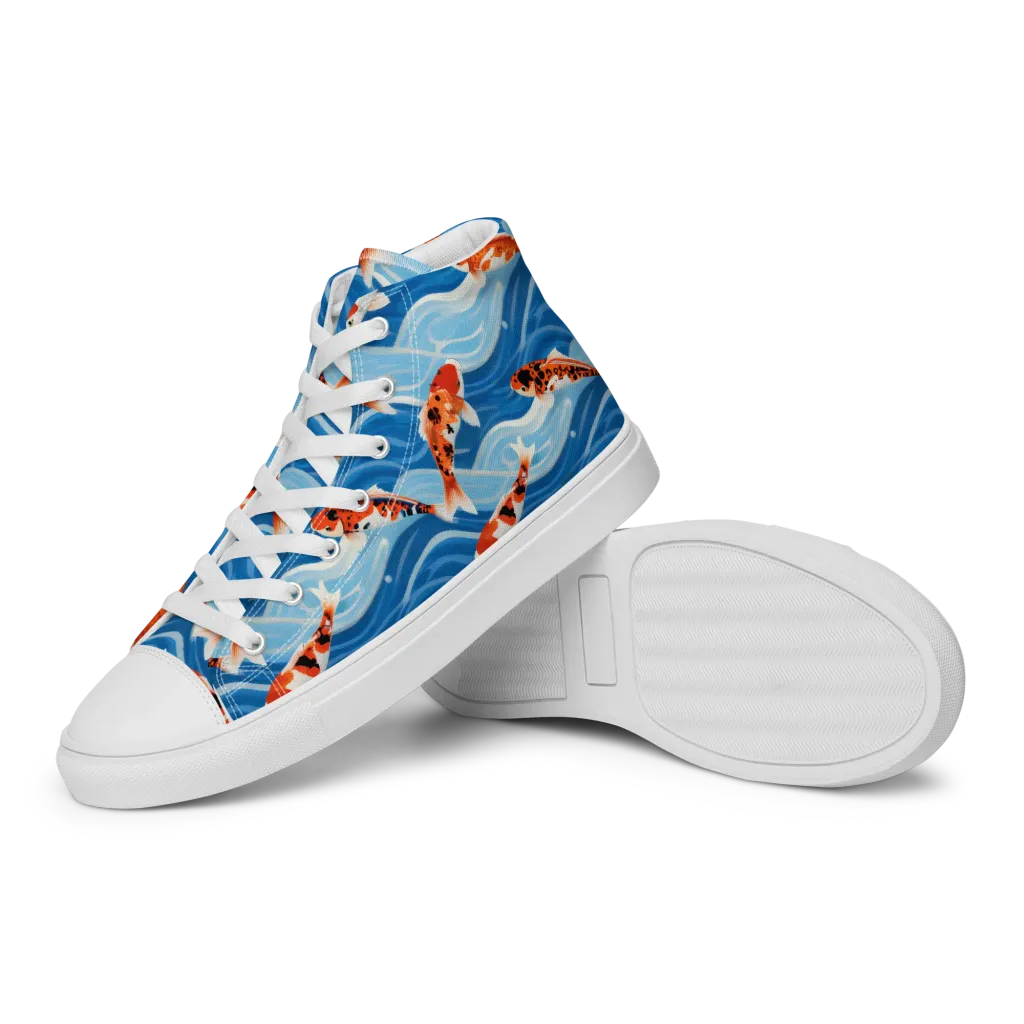 Crimson Drift on Women's High Top Canvas Shoes — Left