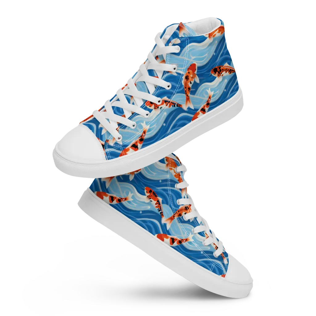 Crimson Drift on Women's High Top Canvas Shoes — Front