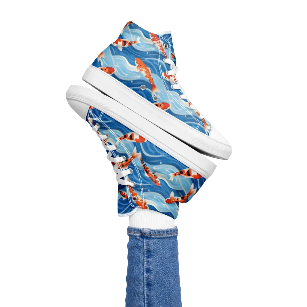 Crimson Drift on Women's High Top Canvas Shoes — Left