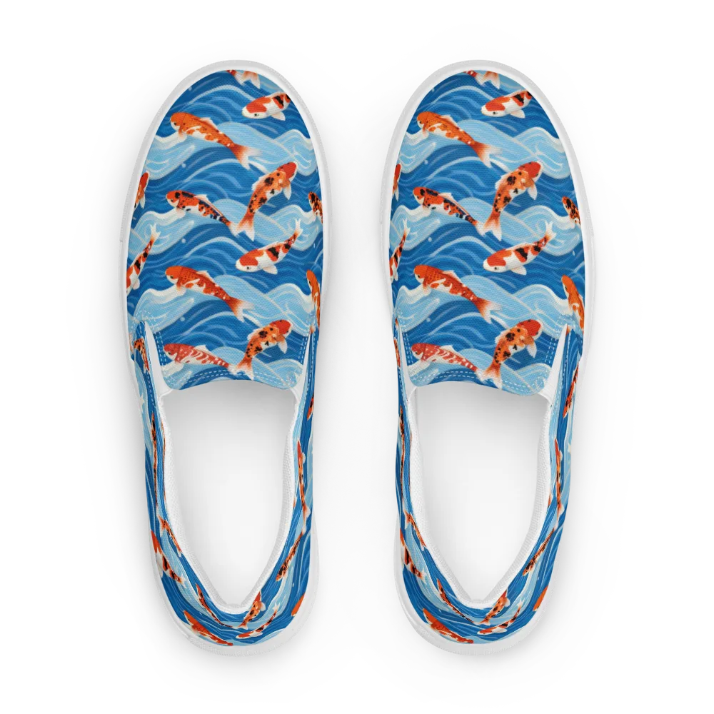 Crimson Drift on Men's Slip-On Canvas Shoes — Front