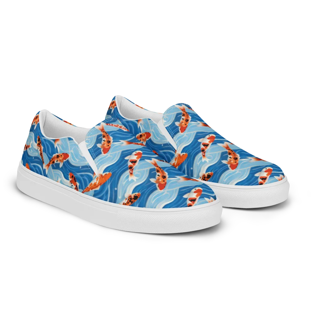 Crimson Drift on Men's Slip-On Canvas Shoes — Right Front