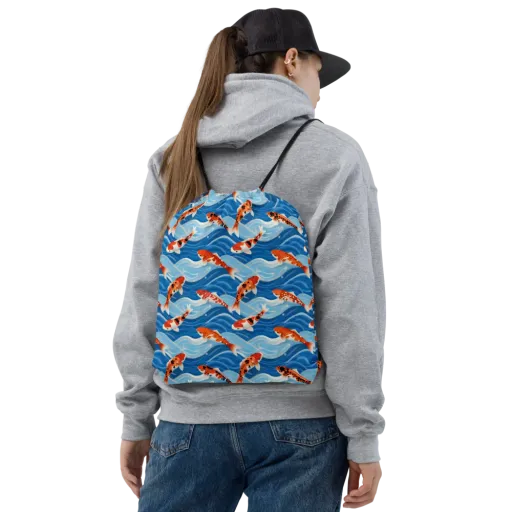 Crimson Drift on a Drawstring Bag