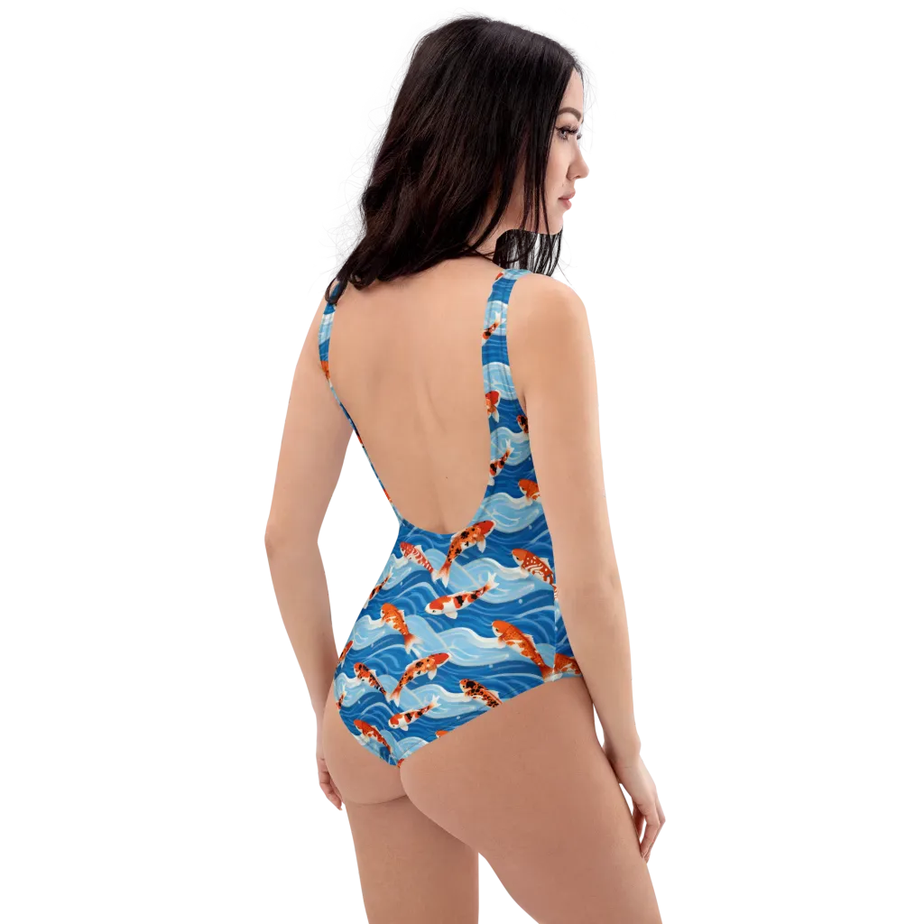 Crimson Drift on One-Piece Swimsuit — Right Back