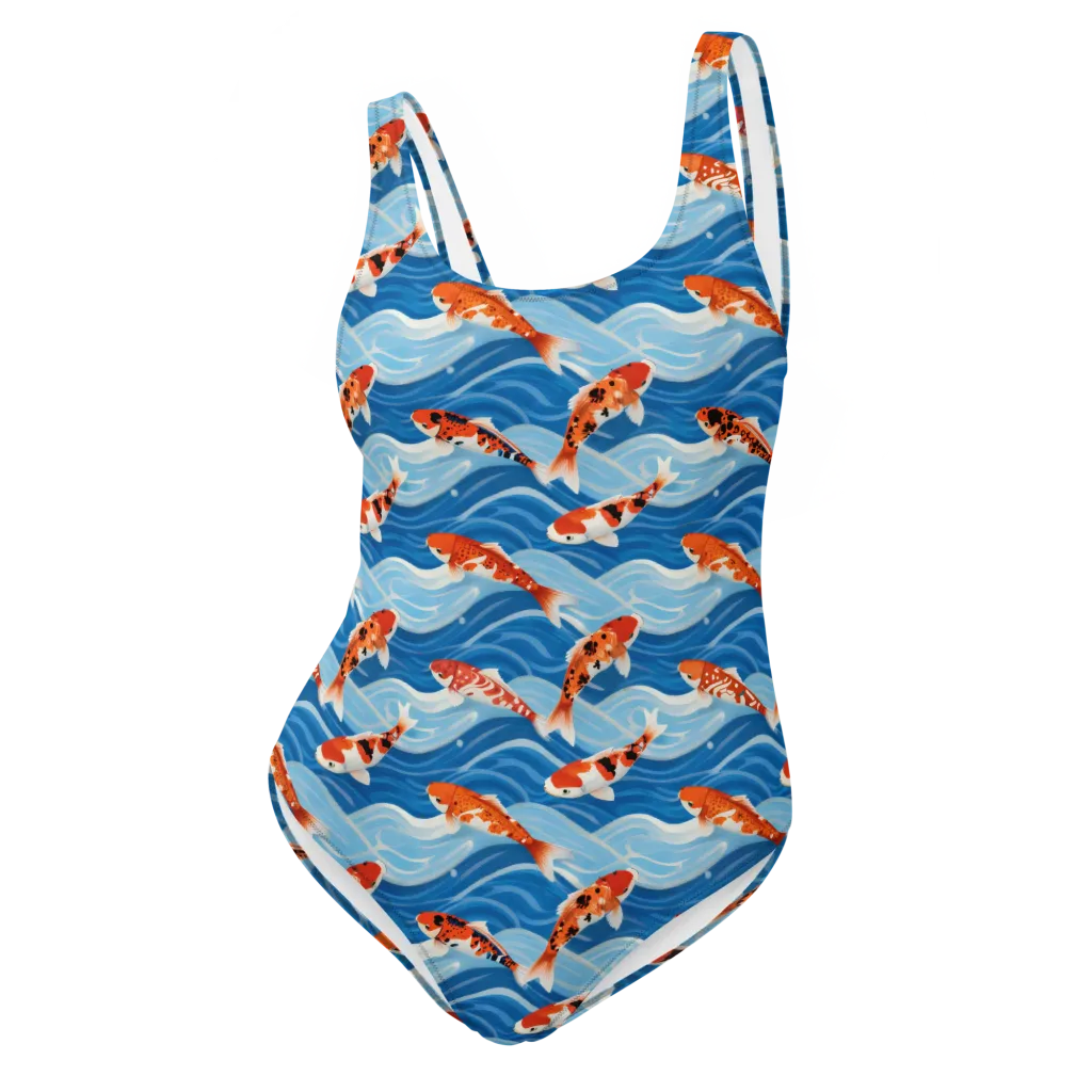 Crimson Drift on One-Piece Swimsuit — Front