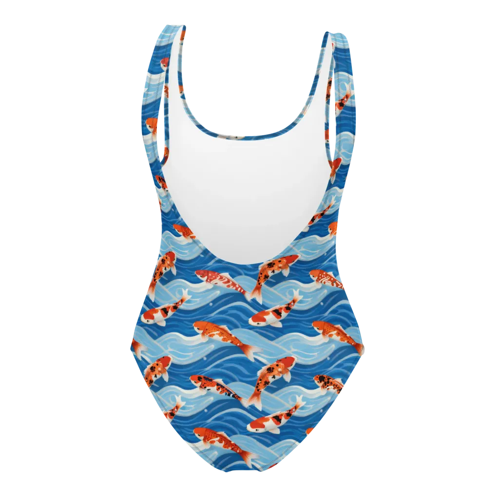 Crimson Drift on One-Piece Swimsuit — Back