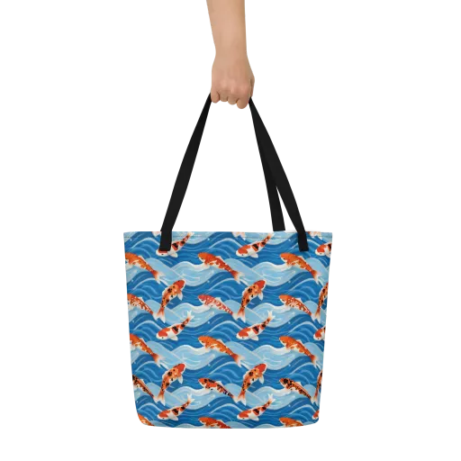 Crimson Drift on a Large Tote Bag W/ Pocket