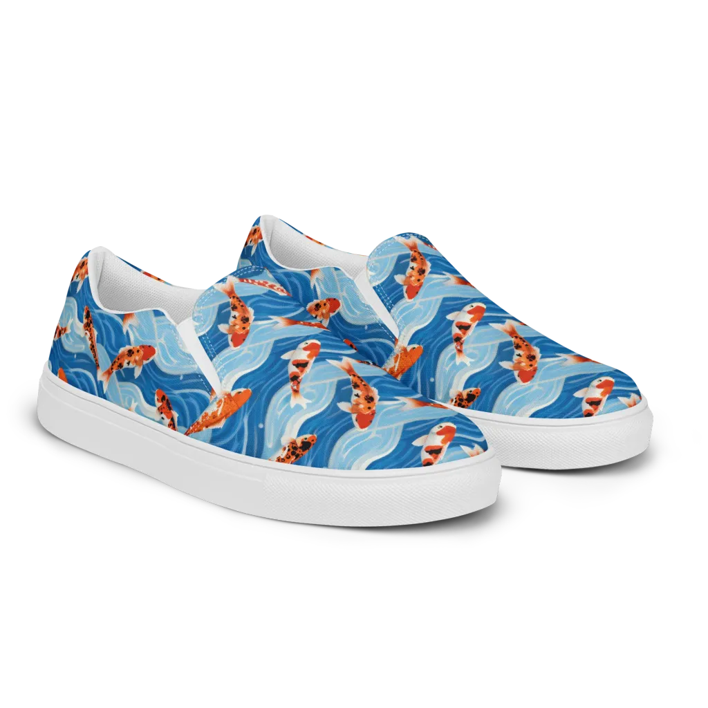 Crimson Drift on Women's Slip-On Canvas Shoes — Right Front