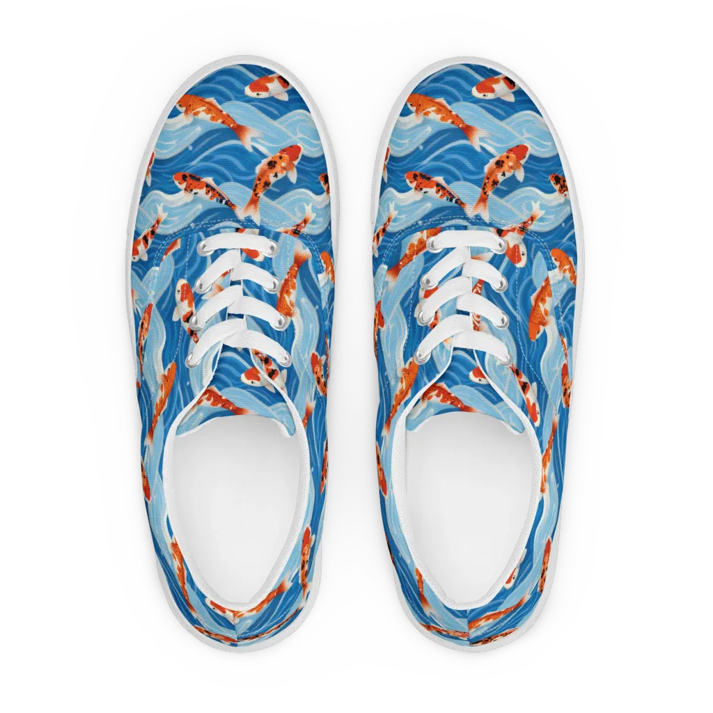 Crimson Drift on Men's Lace-Up Canvas Shoes — Front