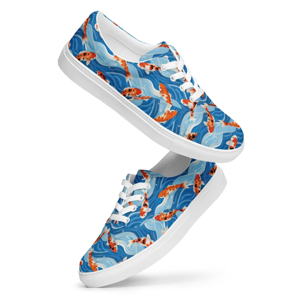 Crimson Drift on Men's Lace-Up Canvas Shoes — Front