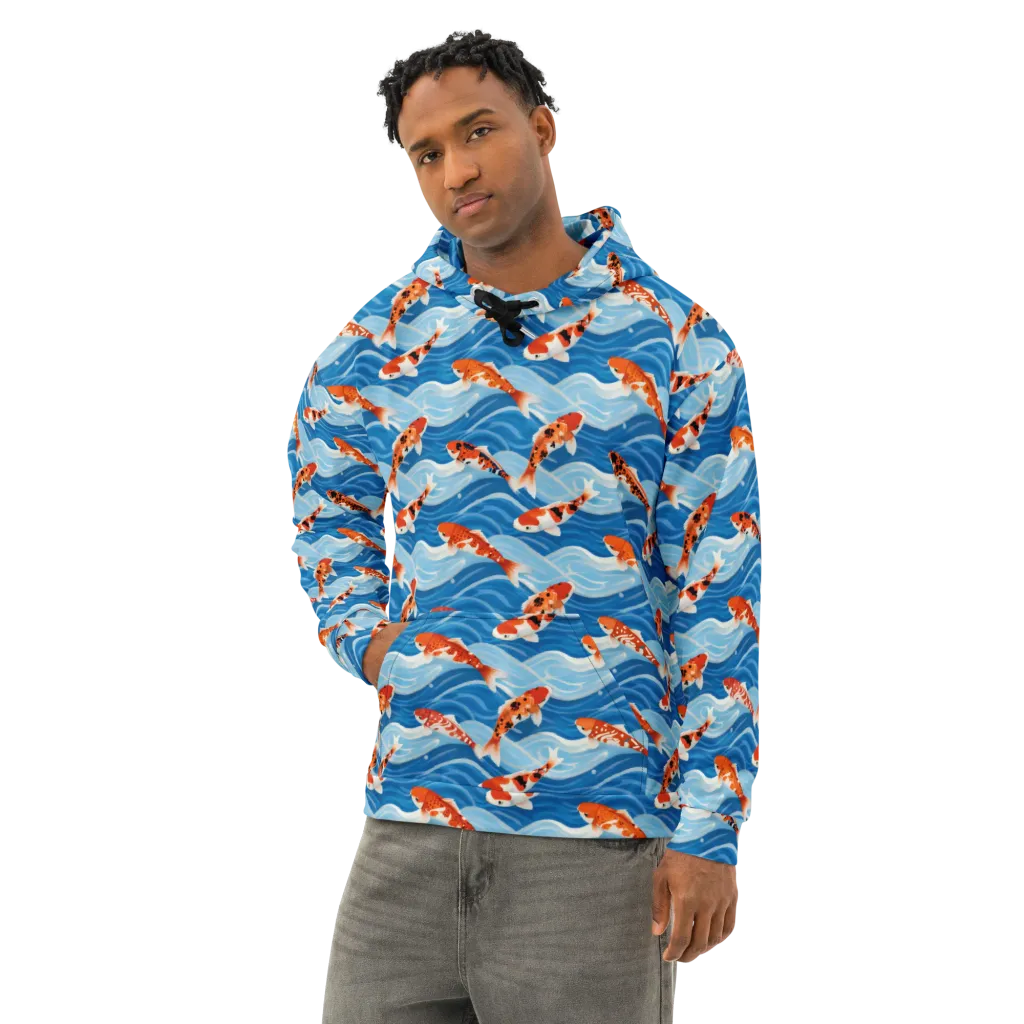 Crimson Drift on Cotton Hoodie — Left Front