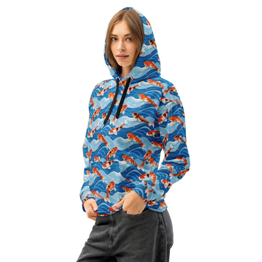Crimson Drift on Cotton Hoodie — Left Front