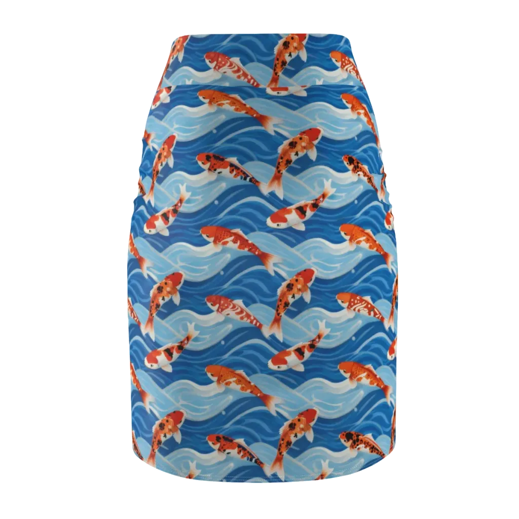 Crimson Drift on Pencil Skirt — Back