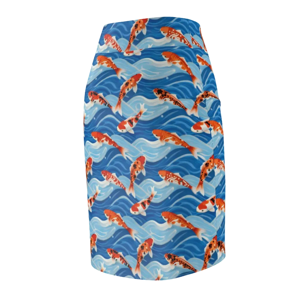 Crimson Drift on Pencil Skirt — Back Side