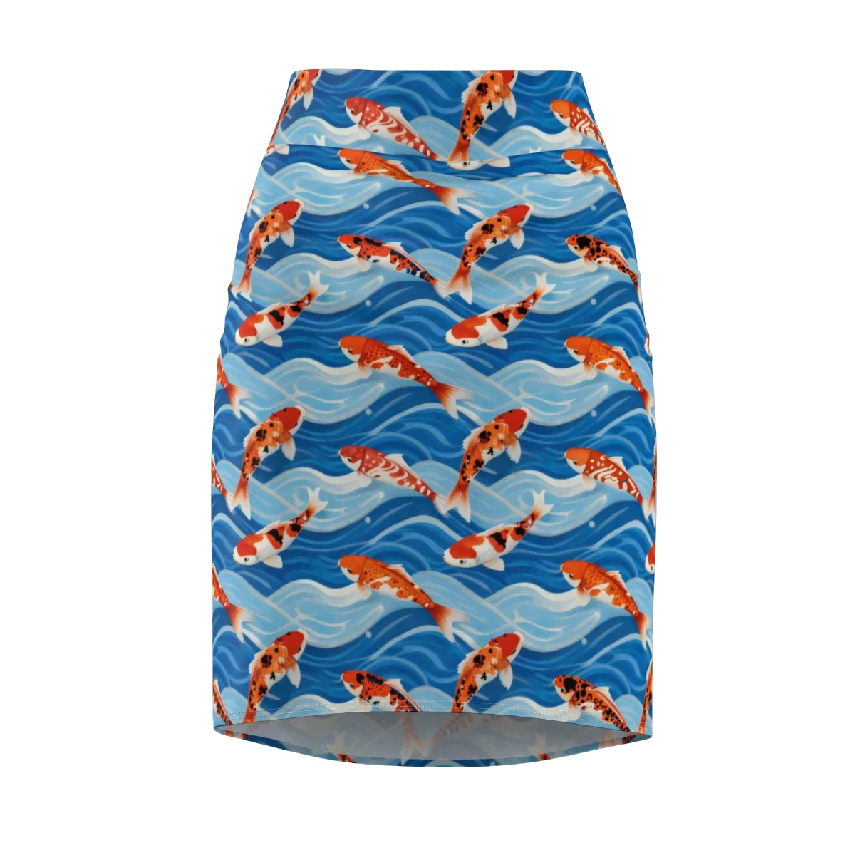 Crimson Drift on Pencil Skirt — Front