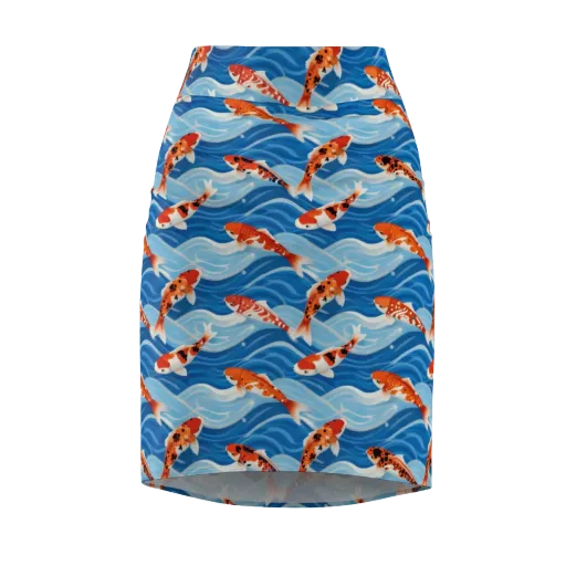 Crimson Drift on a Pencil Skirt