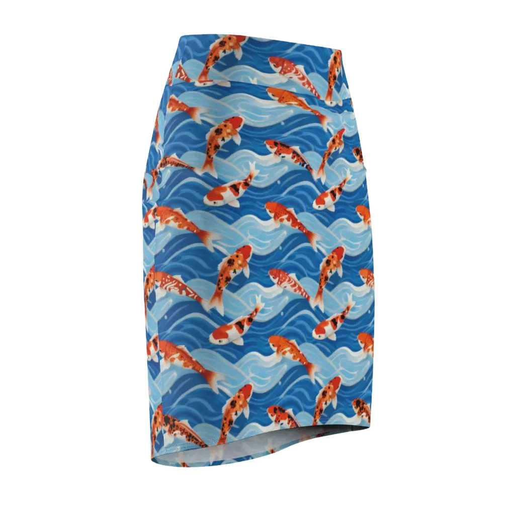Crimson Drift on Pencil Skirt — Front Side
