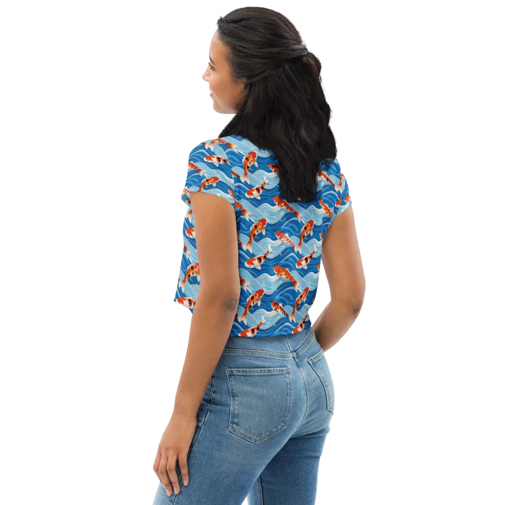 Crimson Drift on Crop Tee — Left Back