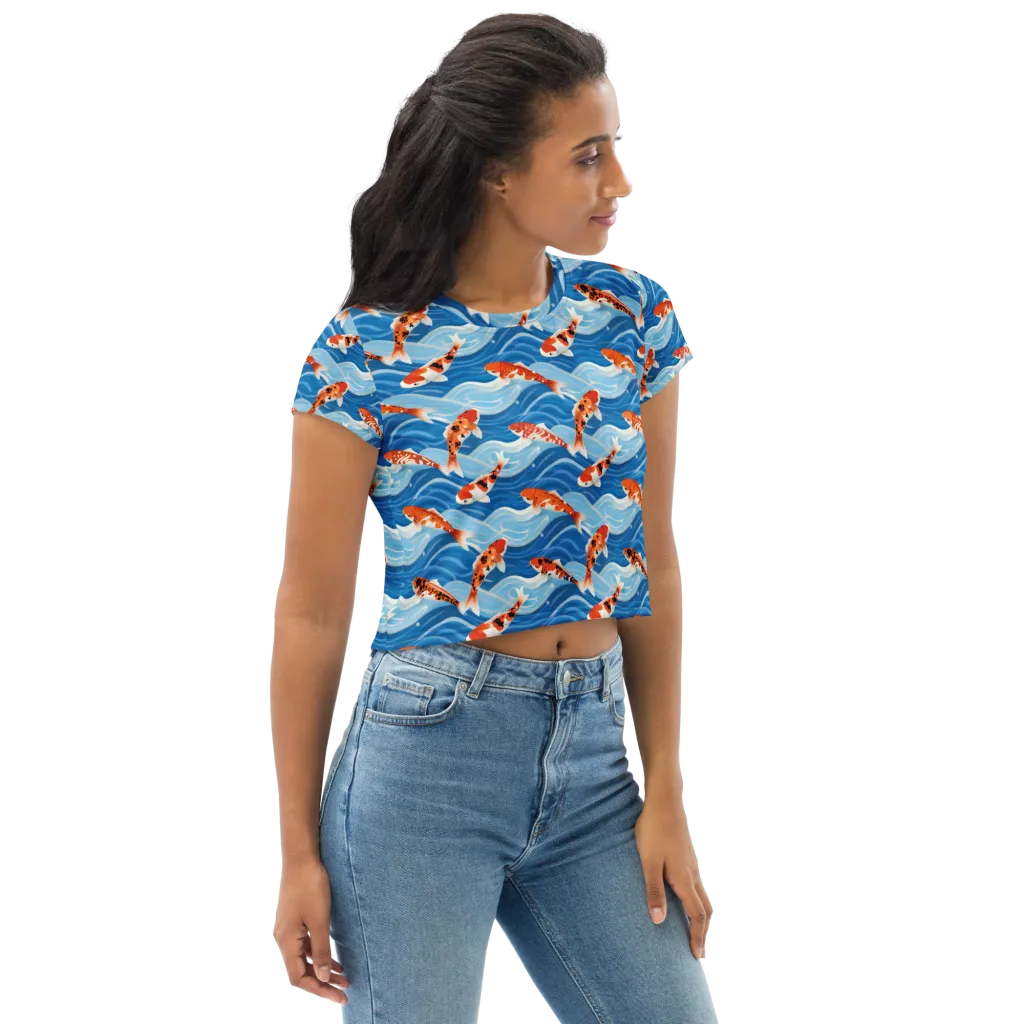 Crimson Drift on Crop Tee — Right Front