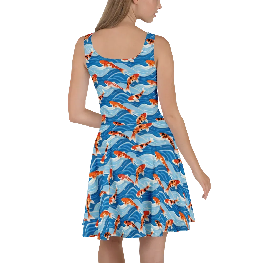 Crimson Drift on Skater Dress — Back