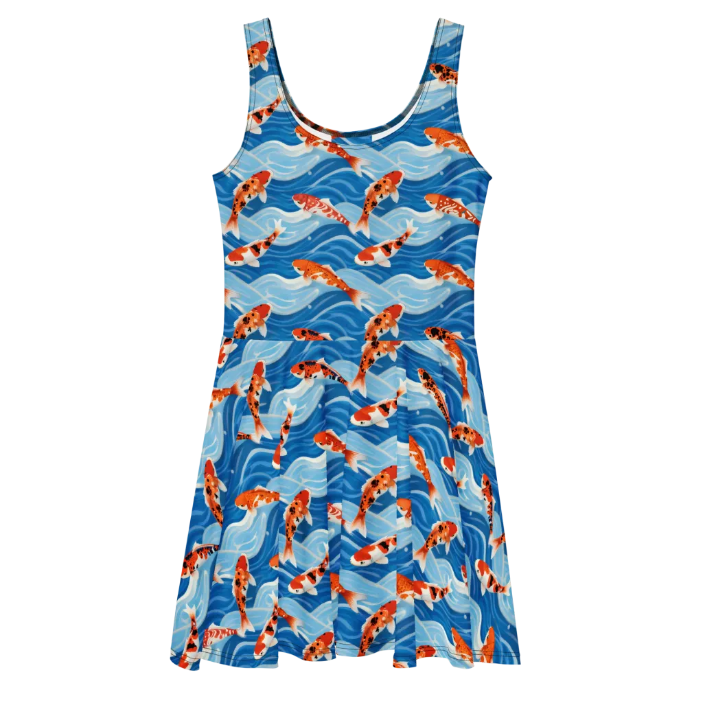 Crimson Drift on Skater Dress — Front