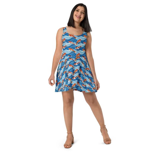 Crimson Drift on a Skater Dress