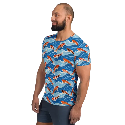 Crimson Drift on a Men's Athletic T-Shirt