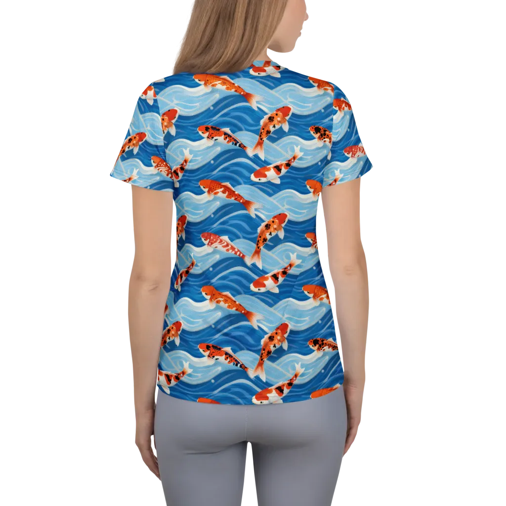 Crimson Drift on Women's Athletic T-Shirt — Back