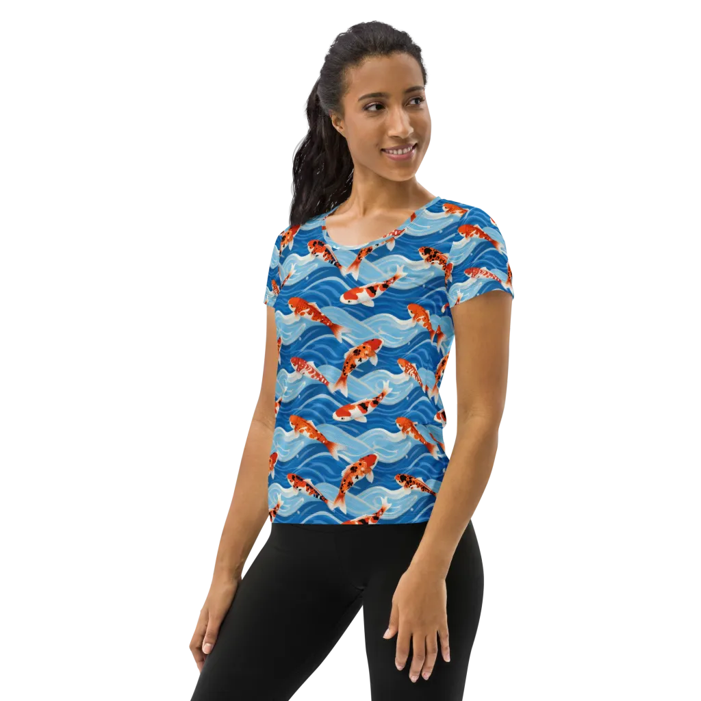 Crimson Drift on Women's Athletic T-Shirt — Left