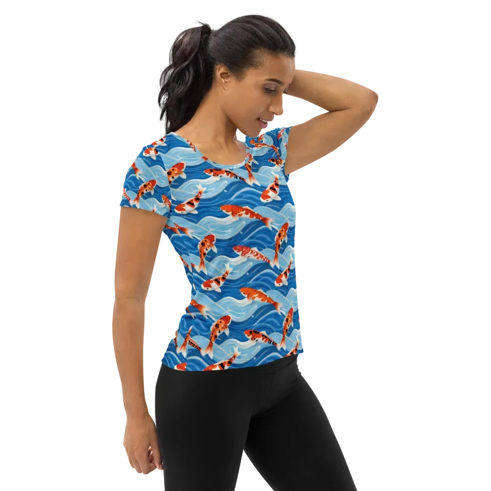 Crimson Drift on Women's Athletic T-Shirt — Right
