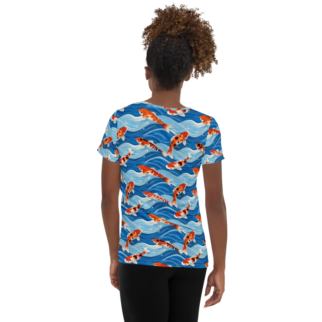 Crimson Drift on Women's Athletic T-Shirt — Back