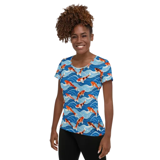 Crimson Drift on a Women's Athletic T-Shirt