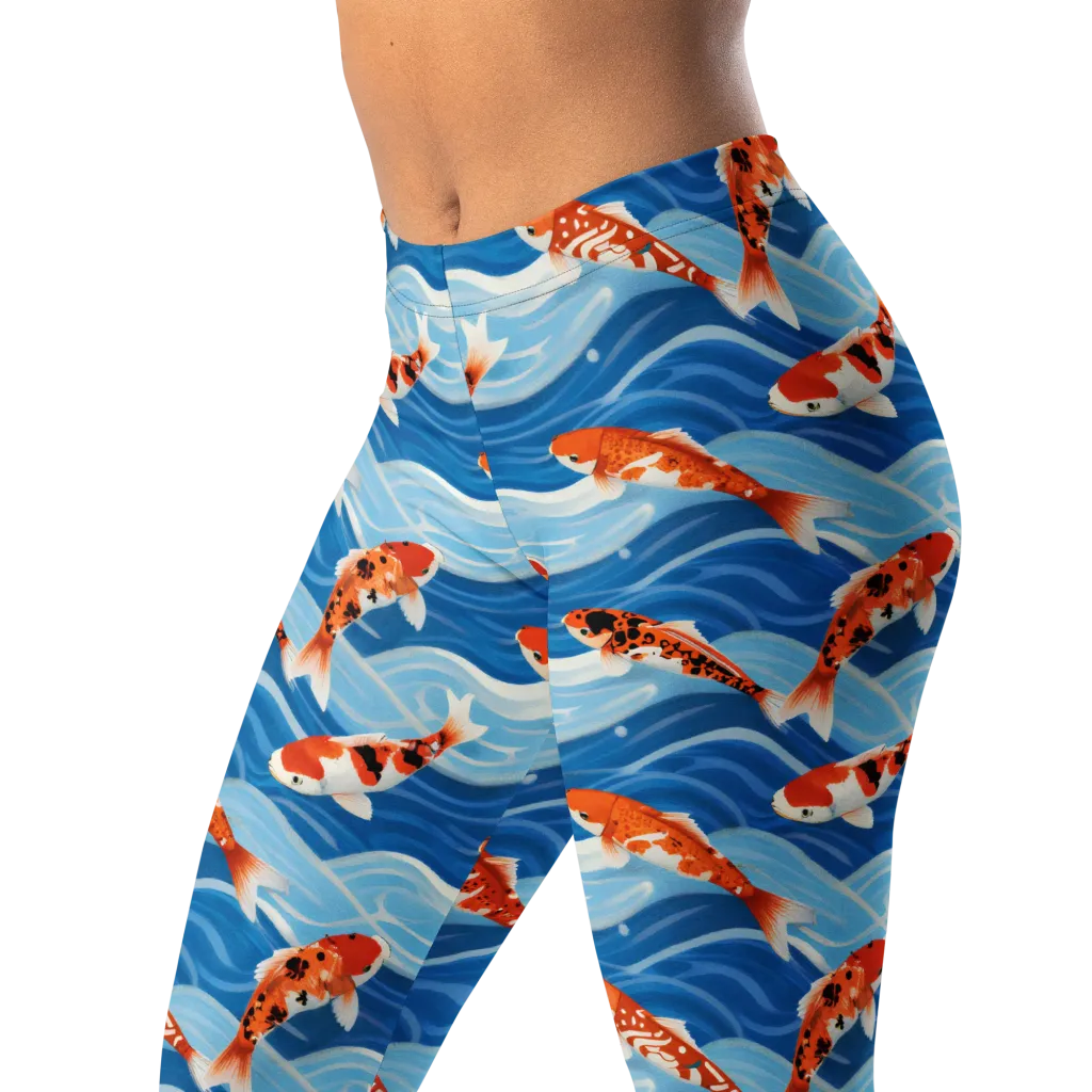 Crimson Drift on Leggings — Left Front