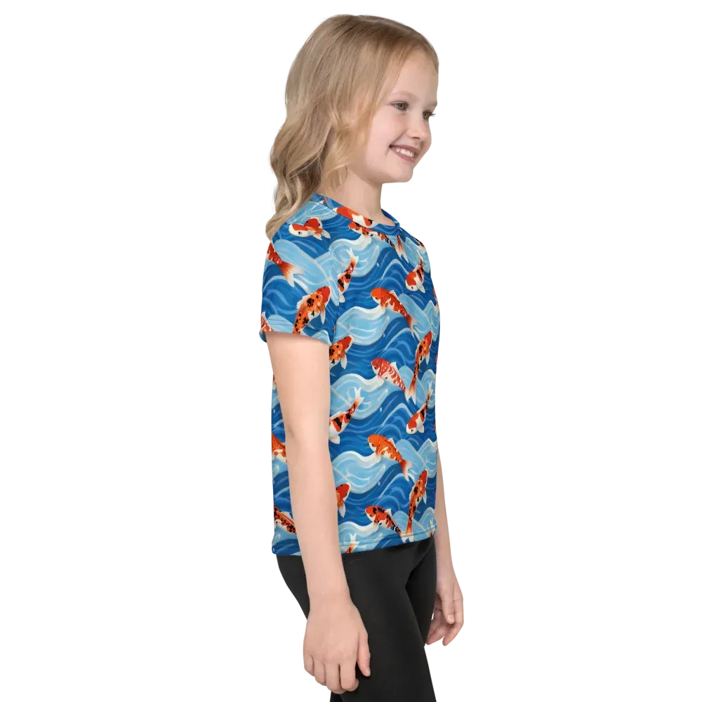 Crimson Drift on Kids Crew Neck T-Shirt — Right