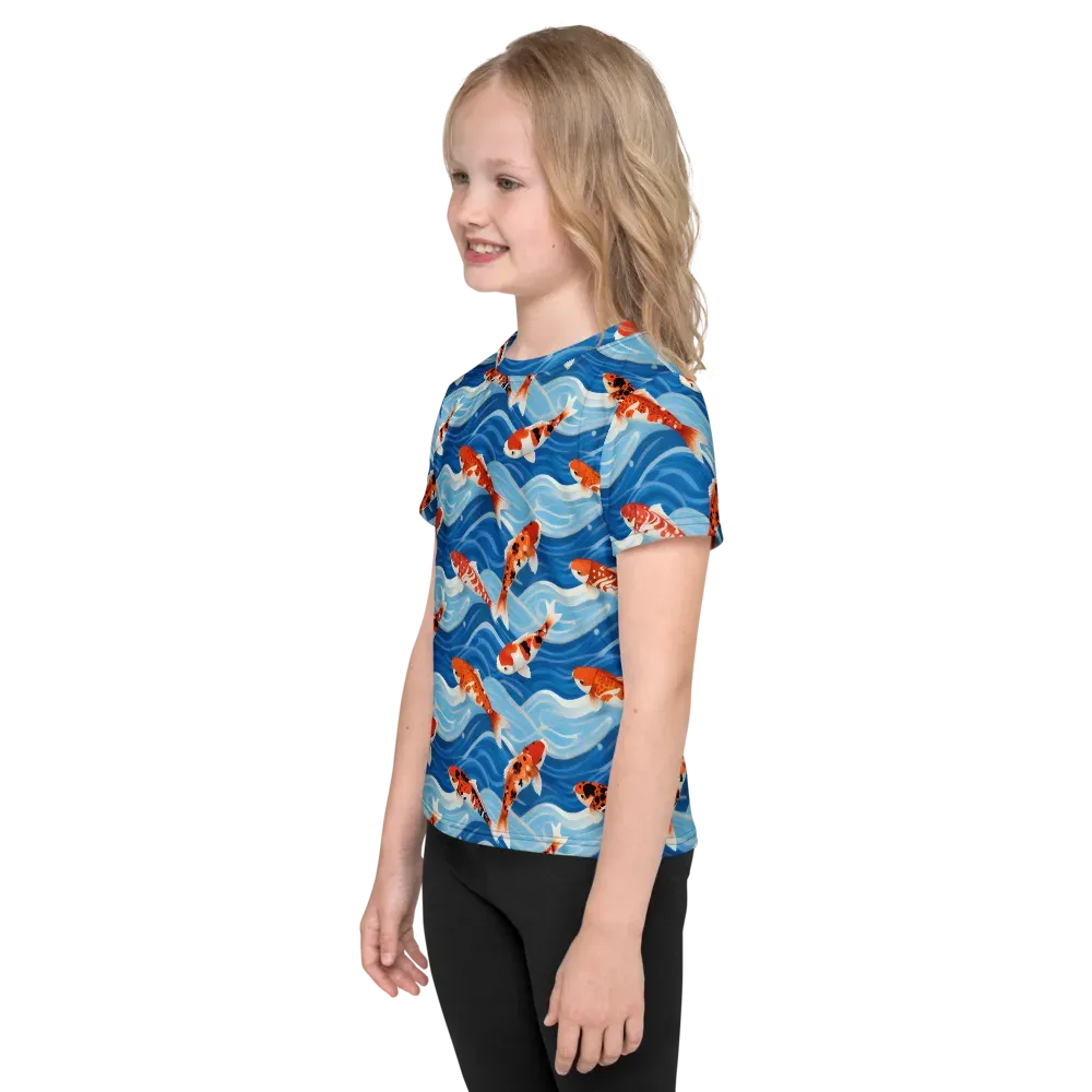 Crimson Drift on Kids Crew Neck T-Shirt — Left