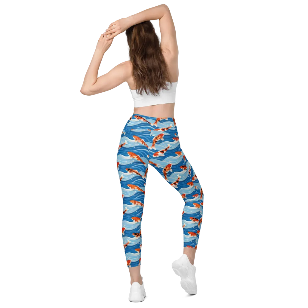 Crimson Drift on Leggings with Pockets — Back