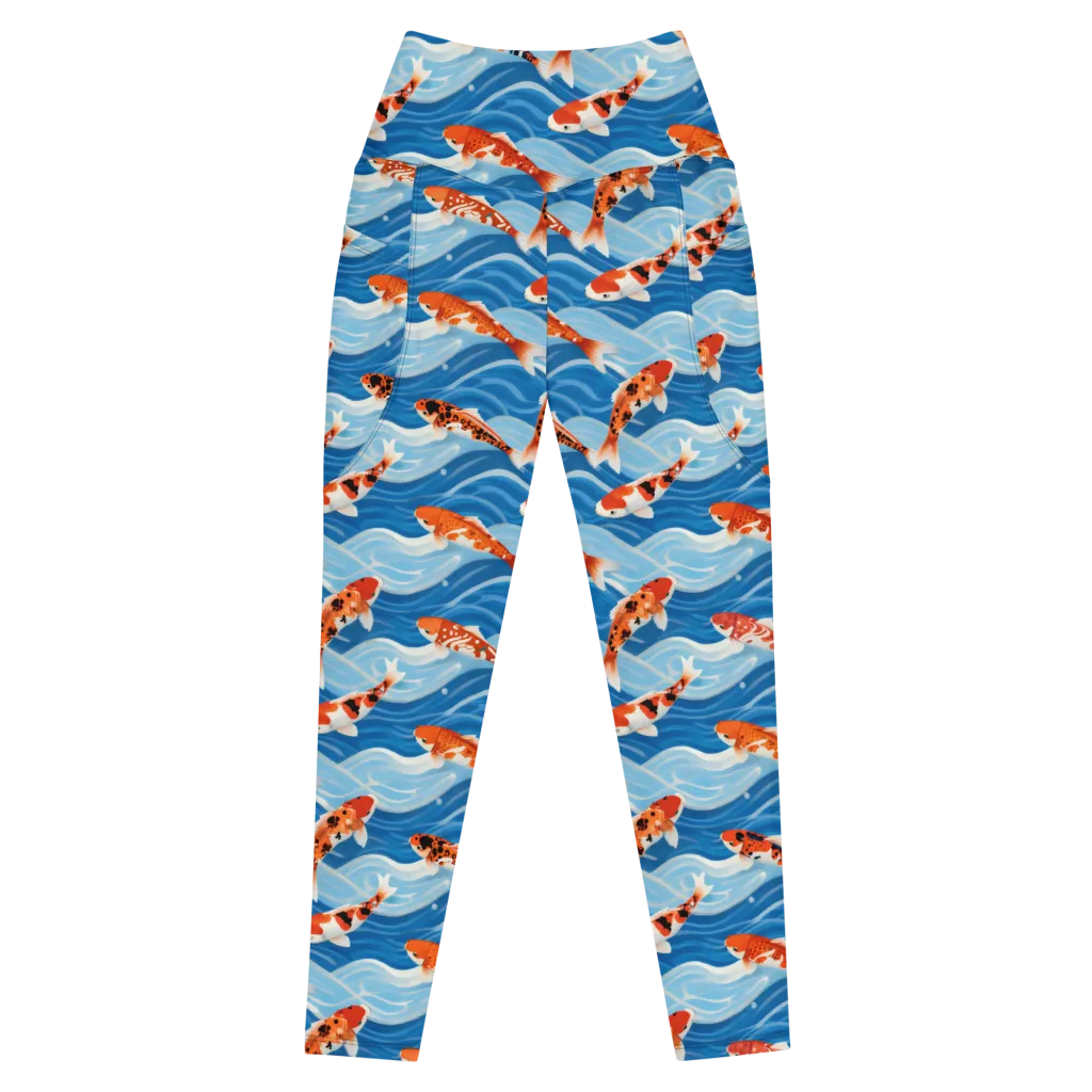 Crimson Drift on Leggings with Pockets — Front