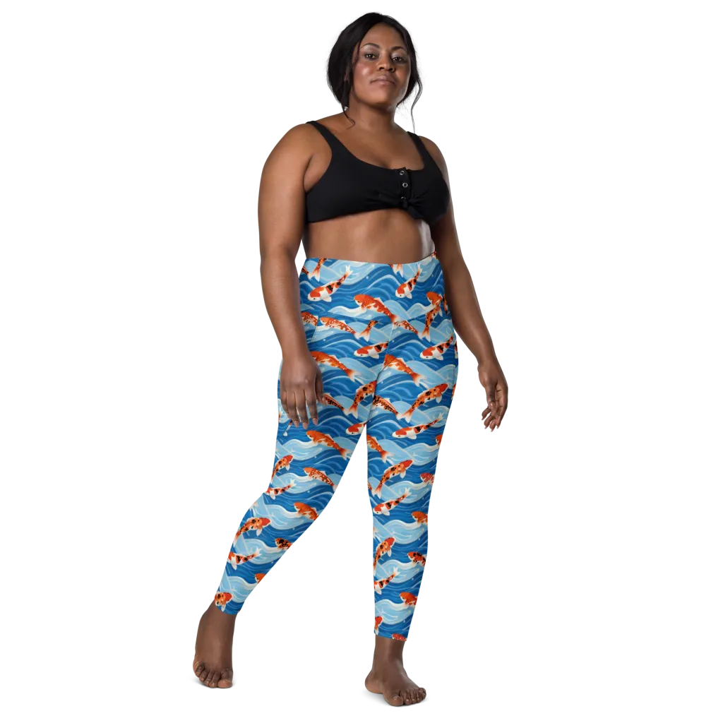 Crimson Drift on Leggings with Pockets — Front