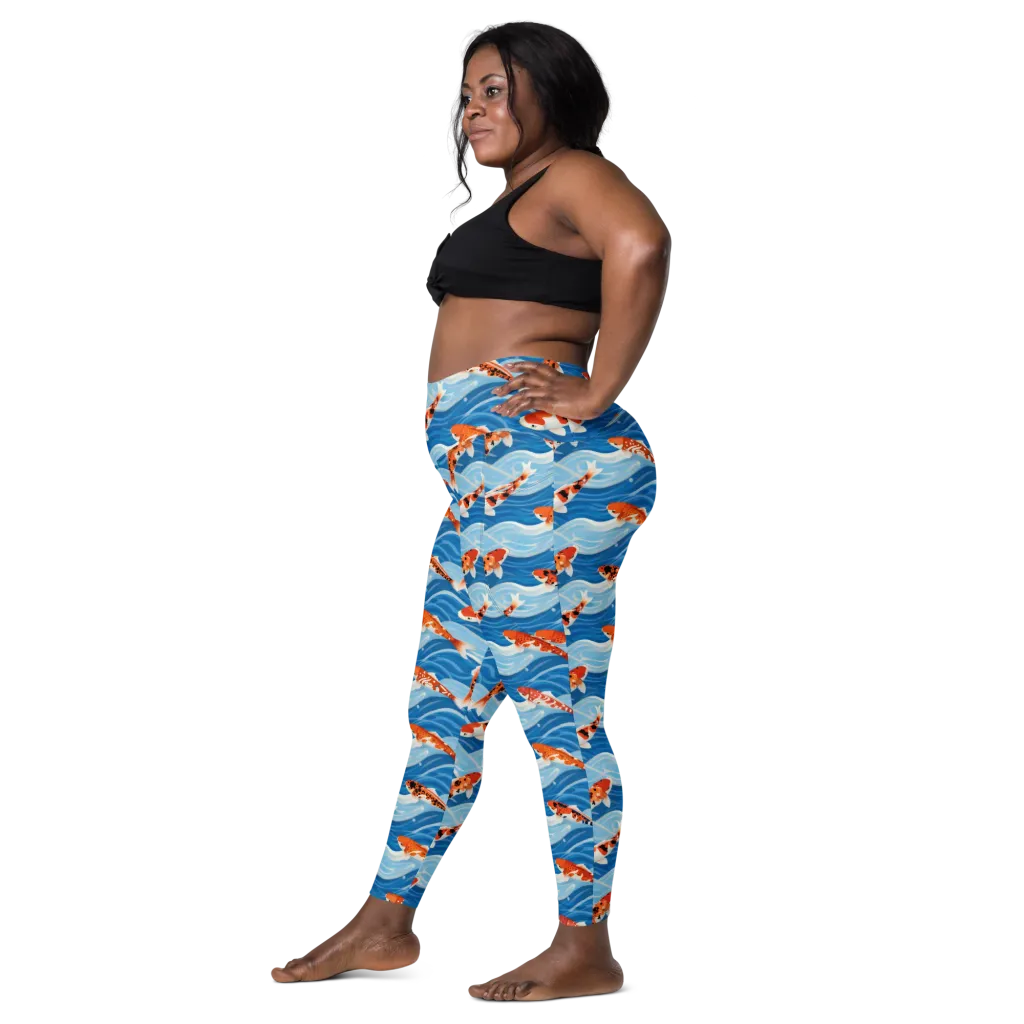 Crimson Drift on Leggings with Pockets — Left
