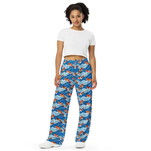 Crimson Drift on a Wide-Leg Pants