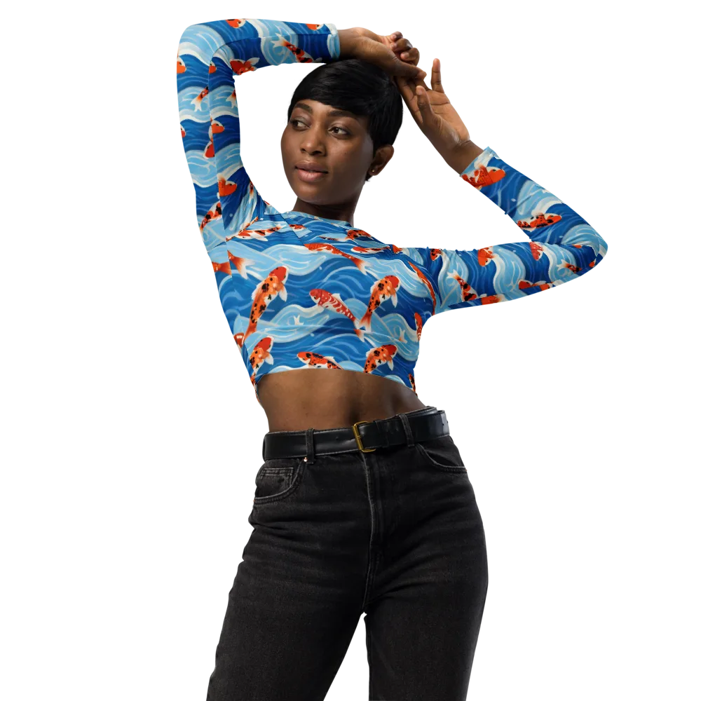 Crimson Drift on Long Sleeve Crop Top — Front