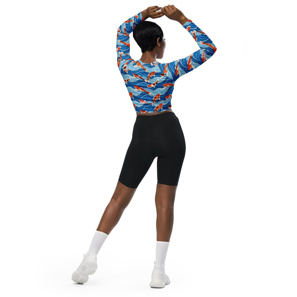 Crimson Drift on Long Sleeve Crop Top — Back
