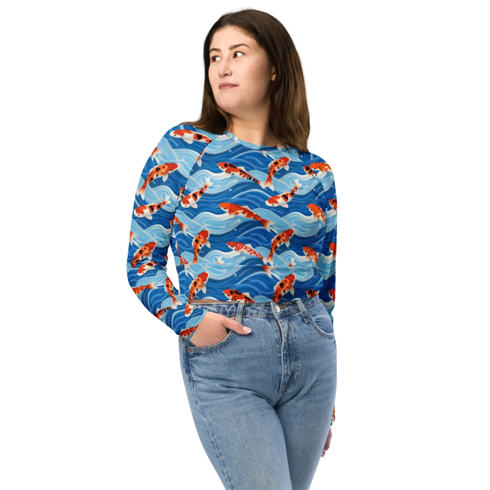Crimson Drift on Long Sleeve Crop Top — Front