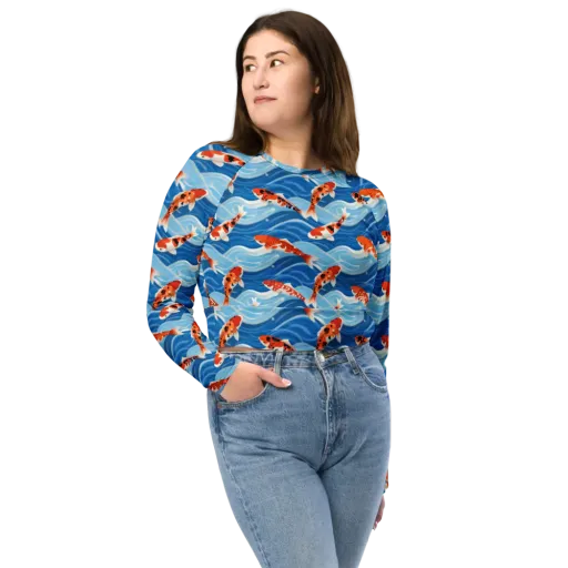 Crimson Drift on a Long Sleeve Crop Top