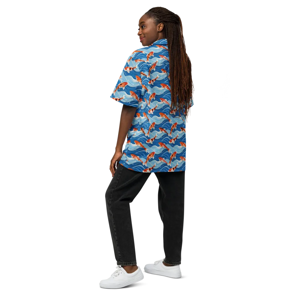 Crimson Drift on Button Shirt — Back