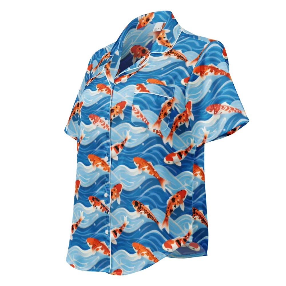 Crimson Drift on Women's Short Sleeve Pajama Top — Left Front